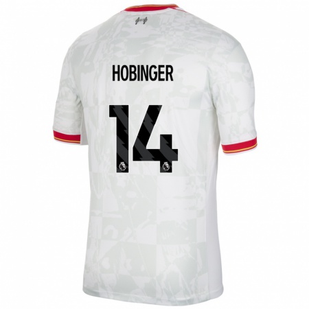 Kandiny Niño Camiseta Marie Höbinger #14 Blanco Rojo Negro Equipación Tercera 2024/25 La Camisa