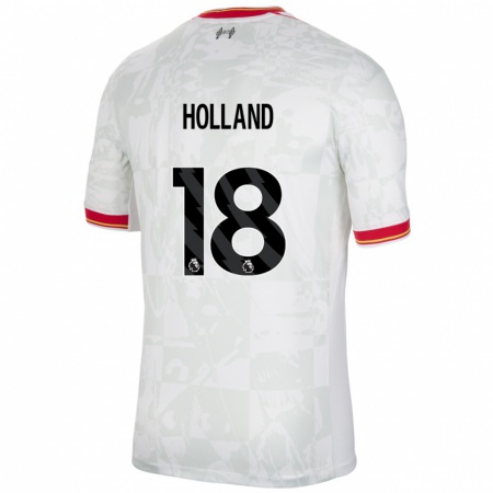 Kandiny Niño Camiseta Ceri Holland #18 Blanco Rojo Negro Equipación Tercera 2024/25 La Camisa