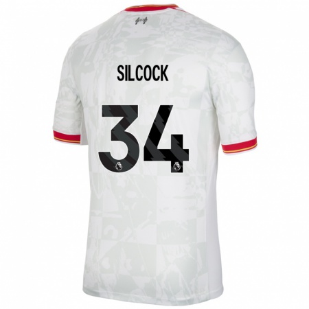 Kandiny Niño Camiseta Hannah Silcock #34 Blanco Rojo Negro Equipación Tercera 2024/25 La Camisa