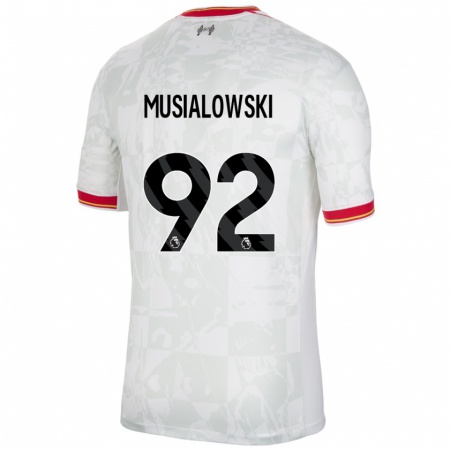 Kandiny Niño Camiseta Mateusz Musialowski #92 Blanco Rojo Negro Equipación Tercera 2024/25 La Camisa