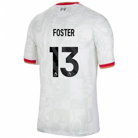 Kandiny Niño Camiseta Rylee Foster #13 Blanco Rojo Negro Equipación Tercera 2024/25 La Camisa