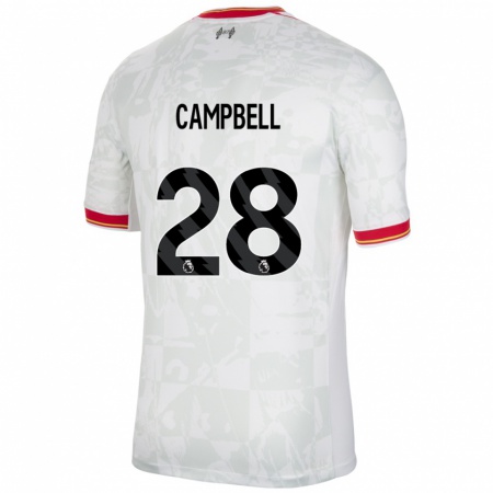 Kandiny Niño Camiseta Megan Campbell #28 Blanco Rojo Negro Equipación Tercera 2024/25 La Camisa