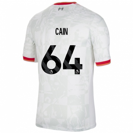 Kandiny Niño Camiseta Jake Cain #64 Blanco Rojo Negro Equipación Tercera 2024/25 La Camisa