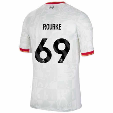 Kandiny Niño Camiseta Fidel O'rourke #69 Blanco Rojo Negro Equipación Tercera 2024/25 La Camisa