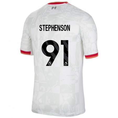 Kandiny Niño Camiseta Luca Stephenson #91 Blanco Rojo Negro Equipación Tercera 2024/25 La Camisa