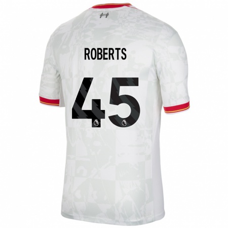 Kandiny Niño Camiseta Iwan Roberts #45 Blanco Rojo Negro Equipación Tercera 2024/25 La Camisa