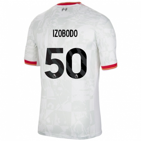 Kandiny Niño Camiseta Elijah Izobodo John #50 Blanco Rojo Negro Equipación Tercera 2024/25 La Camisa