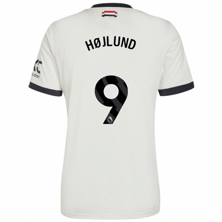 Kandiny Kinderen Rasmus Højlund #9 Gebroken Wit Thuisshirt Derde Tenue 2024/25 T-Shirt