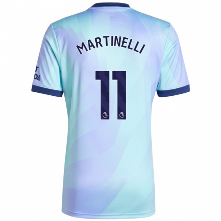 Kandiny Kinderen Gabriel Martinelli #11 Aqua Thuisshirt Derde Tenue 2024/25 T-Shirt