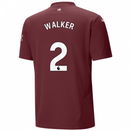 Kandiny Kinderen Kyle Walker #2 Kastanjebruin Thuisshirt Derde Tenue 2024/25 T-Shirt