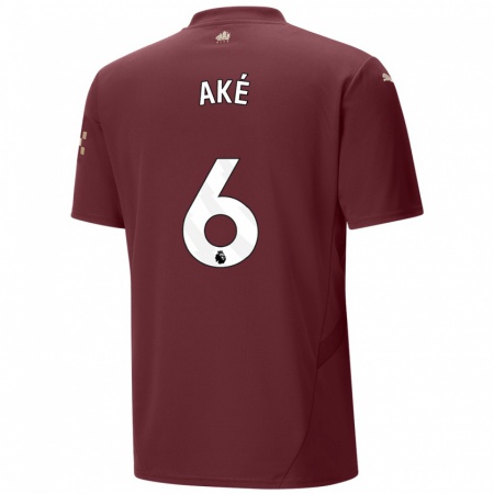 Kandiny Kinderen Nathan Aké #6 Kastanjebruin Thuisshirt Derde Tenue 2024/25 T-Shirt