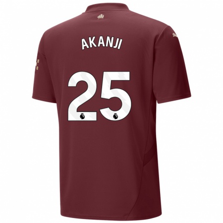 Kandiny Kinderen Manuel Akanji #25 Kastanjebruin Thuisshirt Derde Tenue 2024/25 T-Shirt