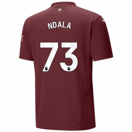 Kandiny Kinderen Joel Ndala #73 Kastanjebruin Thuisshirt Derde Tenue 2024/25 T-Shirt