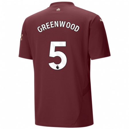 Kandiny Kinderen Alex Greenwood #5 Kastanjebruin Thuisshirt Derde Tenue 2024/25 T-Shirt