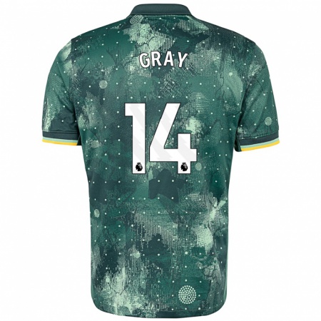 Kandiny Kinderen Archie Gray #14 Muntgroen Thuisshirt Derde Tenue 2024/25 T-Shirt