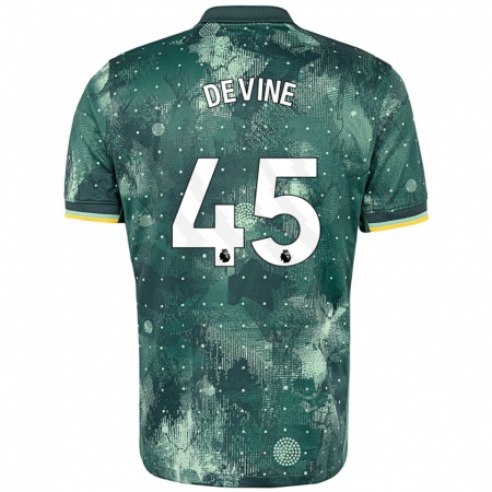 Kandiny Kinderen Alfie Devine #45 Muntgroen Thuisshirt Derde Tenue 2024/25 T-Shirt