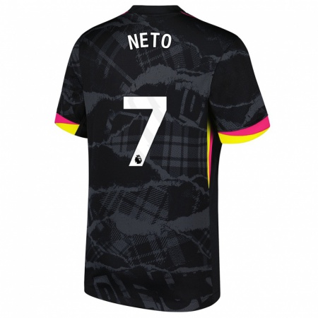 Kandiny Kinderen Pedro Neto #7 Zwartroze Thuisshirt Derde Tenue 2024/25 T-Shirt