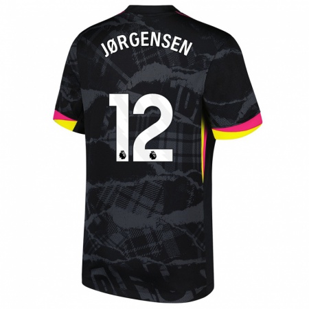 Kandiny Kinderen Filip Jørgensen #12 Zwartroze Thuisshirt Derde Tenue 2024/25 T-Shirt