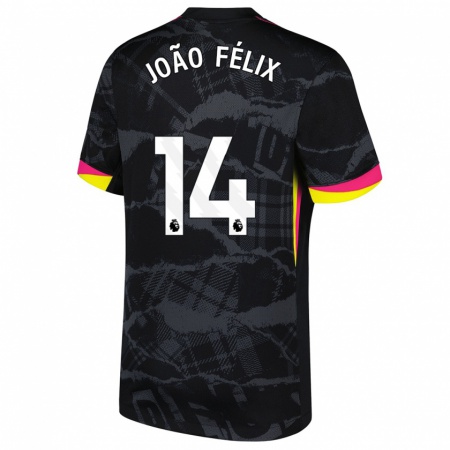 Kandiny Kinderen João Félix #14 Zwartroze Thuisshirt Derde Tenue 2024/25 T-Shirt