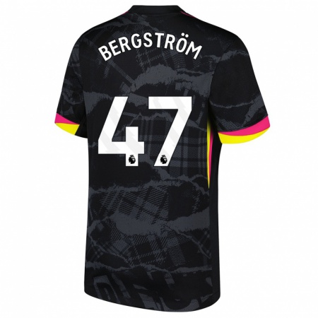 Kandiny Kinderen Lucas Bergström #47 Zwartroze Thuisshirt Derde Tenue 2024/25 T-Shirt