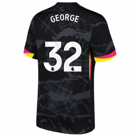 Kandiny Kinderen Tyrique George #32 Zwartroze Thuisshirt Derde Tenue 2024/25 T-Shirt