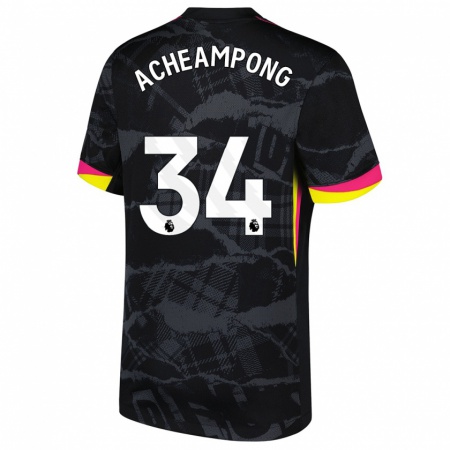 Kandiny Kinderen Josh Acheampong #34 Zwartroze Thuisshirt Derde Tenue 2024/25 T-Shirt