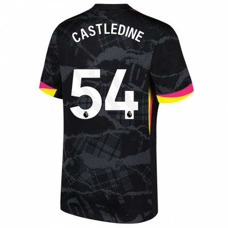 Kandiny Kinderen Leo Castledine #54 Zwartroze Thuisshirt Derde Tenue 2024/25 T-Shirt