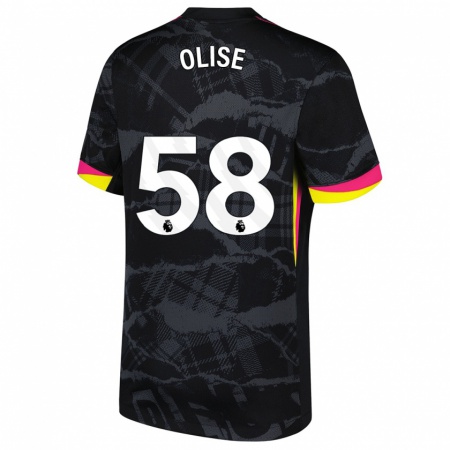 Kandiny Kinderen Richard Olise #58 Zwartroze Thuisshirt Derde Tenue 2024/25 T-Shirt