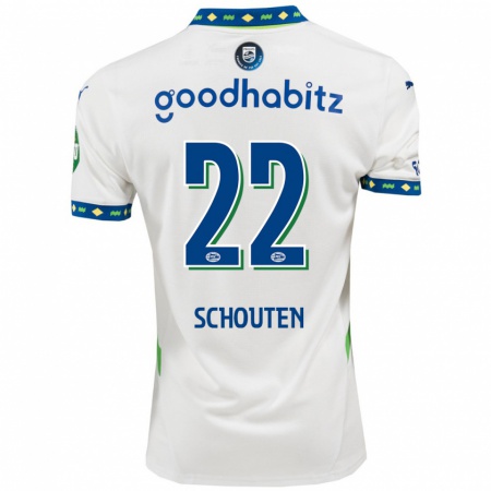 Kandiny Kinderen Jerdy Schouten #22 Wit Donkerblauw Thuisshirt Derde Tenue 2024/25 T-Shirt