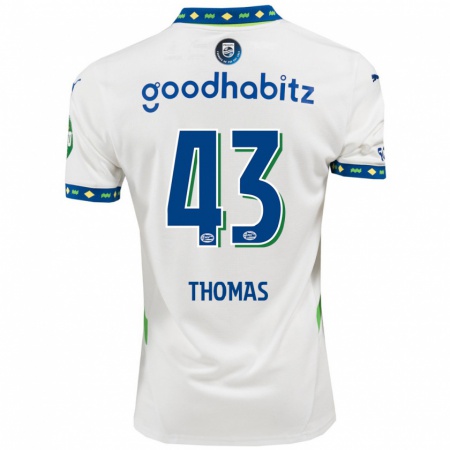 Kandiny Kinderen Kealyn Thomas #43 Wit Donkerblauw Thuisshirt Derde Tenue 2024/25 T-Shirt