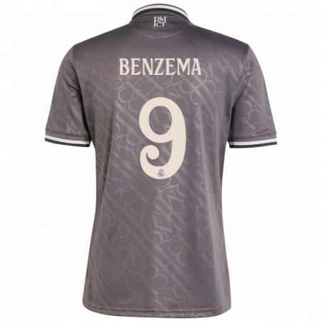 Kandiny Kinderen Karim Benzema #9 Houtskool Thuisshirt Derde Tenue 2024/25 T-Shirt