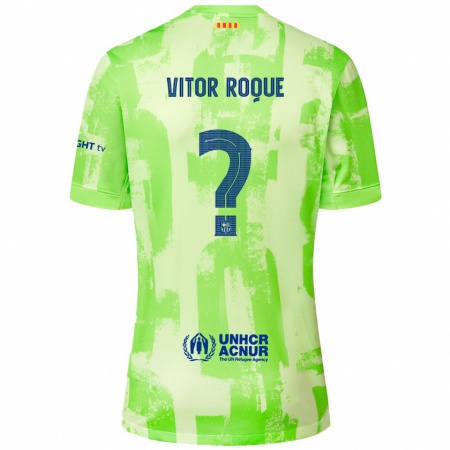 Kandiny Kinderen Vitor Roque #8 Limoen Thuisshirt Derde Tenue 2024/25 T-Shirt