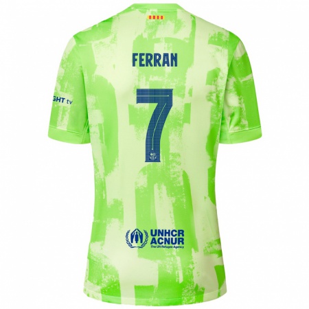 Kandiny Kinderen Ferran Torres #7 Limoen Thuisshirt Derde Tenue 2024/25 T-Shirt