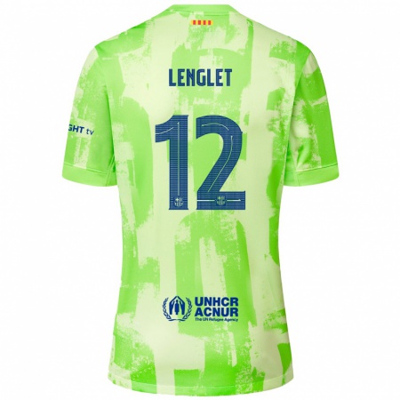 Kandiny Kinderen Clément Lenglet #12 Limoen Thuisshirt Derde Tenue 2024/25 T-Shirt