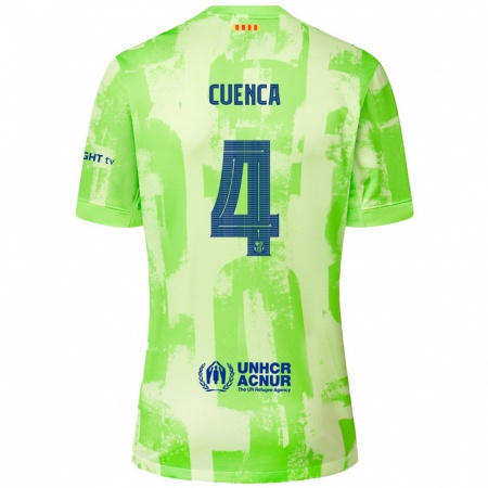 Kandiny Kinderen Andrés Cuenca #4 Limoen Thuisshirt Derde Tenue 2024/25 T-Shirt