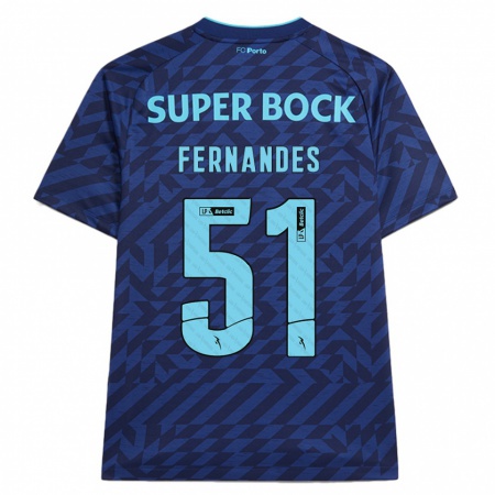 Kandiny Kinderen Diogo Fernandes #51 Marineblauw Thuisshirt Derde Tenue 2024/25 T-Shirt