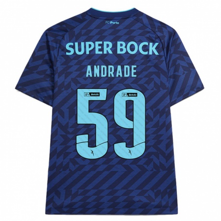 Kandiny Kinderen Tiago Andrade #59 Marineblauw Thuisshirt Derde Tenue 2024/25 T-Shirt