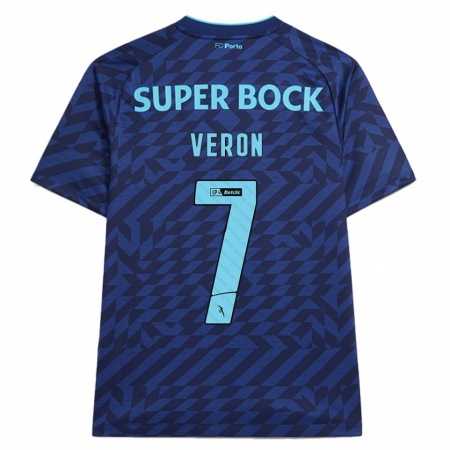 Kandiny Kinderen Gabriel Veron #7 Marineblauw Thuisshirt Derde Tenue 2024/25 T-Shirt