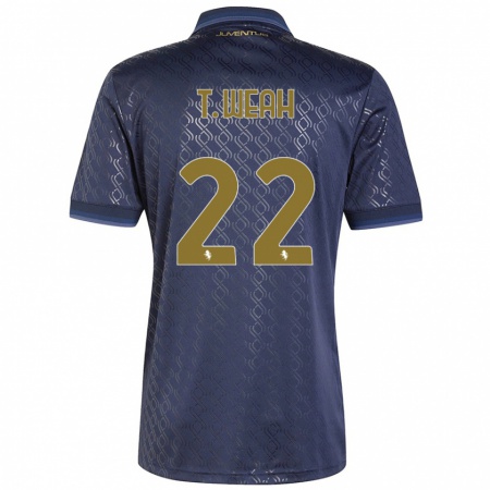 Kandiny Kinderen Timothy Weah #22 Marineblauw Thuisshirt Derde Tenue 2024/25 T-Shirt