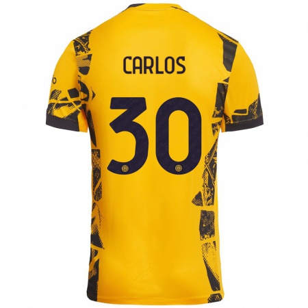 Kandiny Kinderen Carlos Augusto #30 Goud Zwart Thuisshirt Derde Tenue 2024/25 T-Shirt