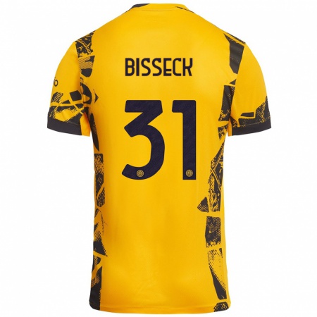 Kandiny Kinder Yann Bisseck #31 Gold Schwarz Ausweichtrikot Trikot 2024/25 T-Shirt Österreich