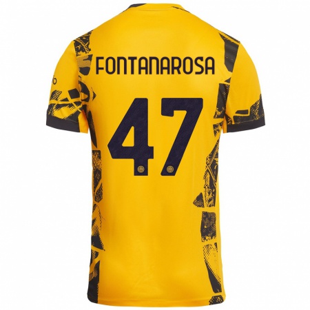 Kandiny Kinderen Alessandro Fontanarosa #47 Goud Zwart Thuisshirt Derde Tenue 2024/25 T-Shirt