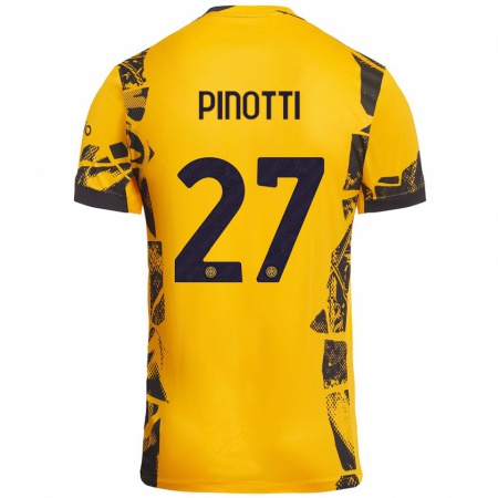 Kandiny Kinderen Manuel Pinotti #27 Goud Zwart Thuisshirt Derde Tenue 2024/25 T-Shirt