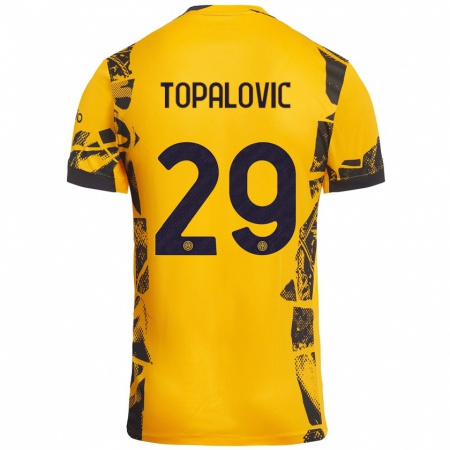 Kandiny Kinderen Luka Topalovic #29 Goud Zwart Thuisshirt Derde Tenue 2024/25 T-Shirt