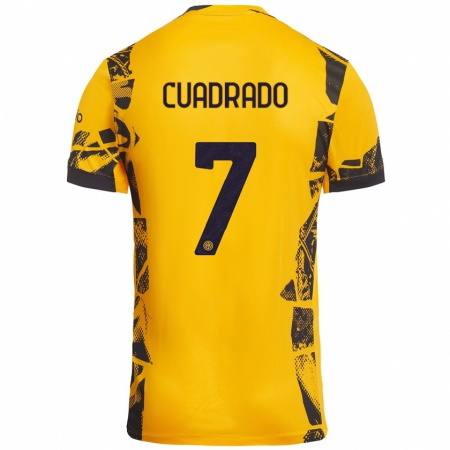 Kandiny Kinderen Juan Cuadrado #7 Goud Zwart Thuisshirt Derde Tenue 2024/25 T-Shirt