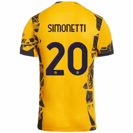 Kandiny Kinderen Flaminia Simonetti #20 Goud Zwart Thuisshirt Derde Tenue 2024/25 T-Shirt