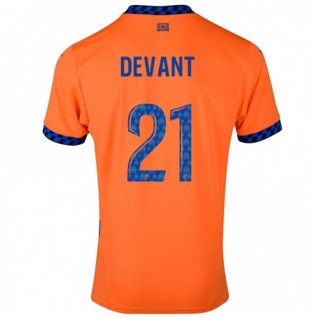 Kandiny Kinderen Caroline Devant #21 Oranje Donkerblauw Thuisshirt Derde Tenue 2024/25 T-Shirt