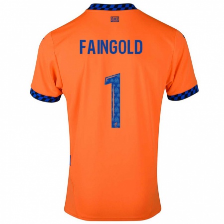 Kandiny Kinderen Abbie Faingold #1 Oranje Donkerblauw Thuisshirt Derde Tenue 2024/25 T-Shirt