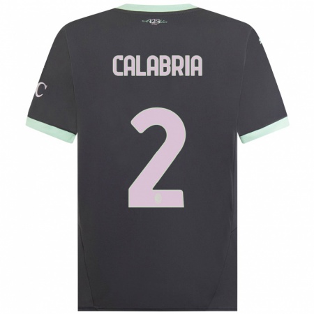 Kandiny Kinderen Davide Calabria #2 Grijs Thuisshirt Derde Tenue 2024/25 T-Shirt