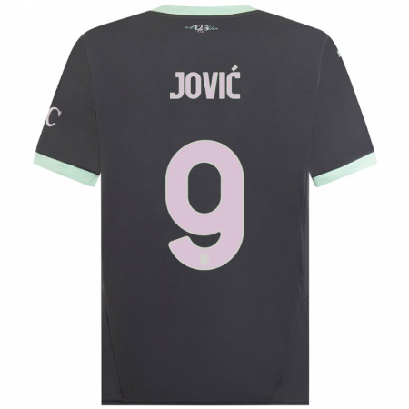 Kandiny Kinderen Luka Jović #9 Grijs Thuisshirt Derde Tenue 2024/25 T-Shirt